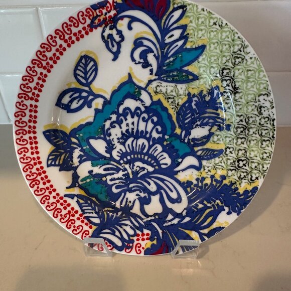 Anthropologie Blue Floral Paisley Stoneware Dessert Salad Plate 8" Diameter - Picture 2 of 4